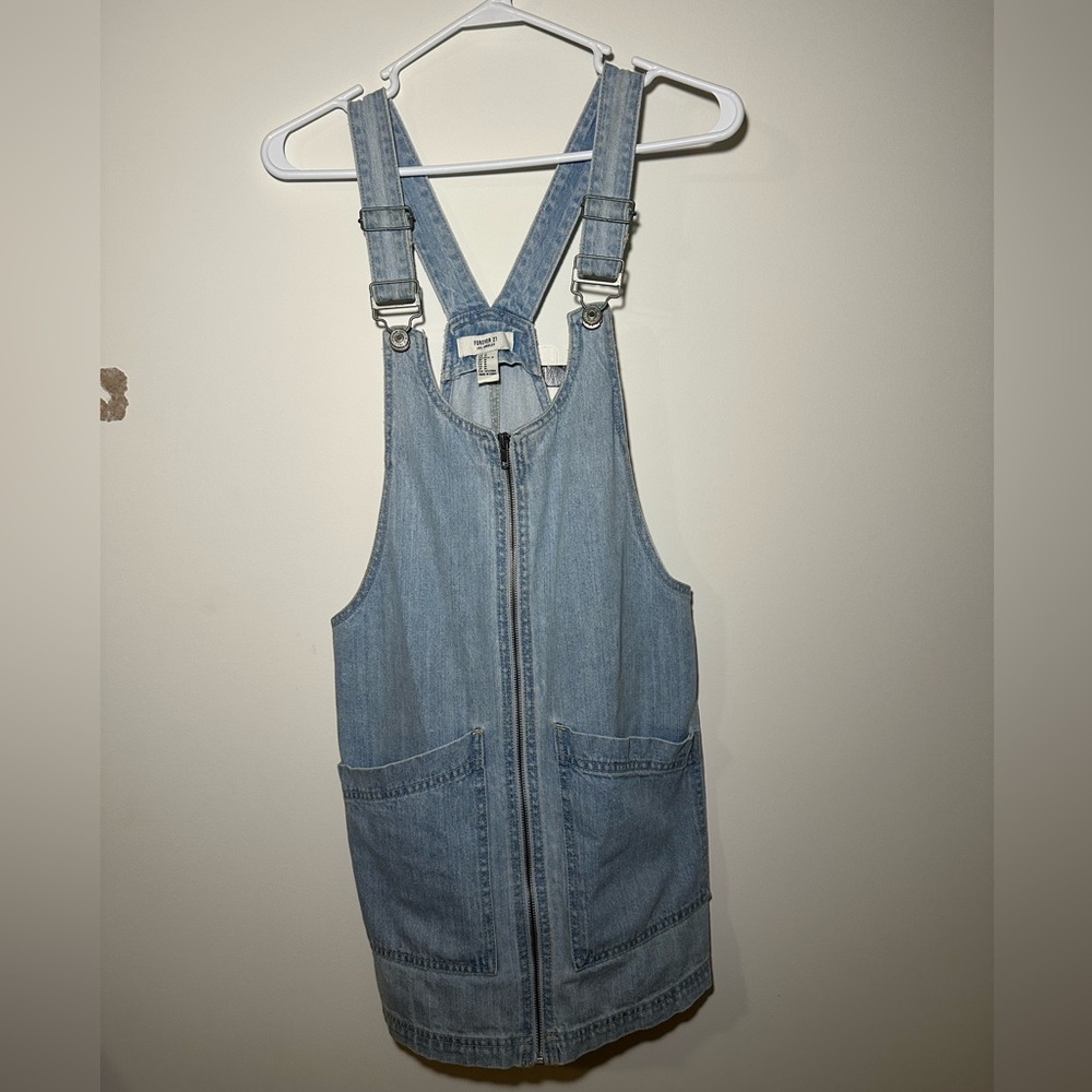 Forever21 Denim Zip-Up Mini-Skirt Overalls